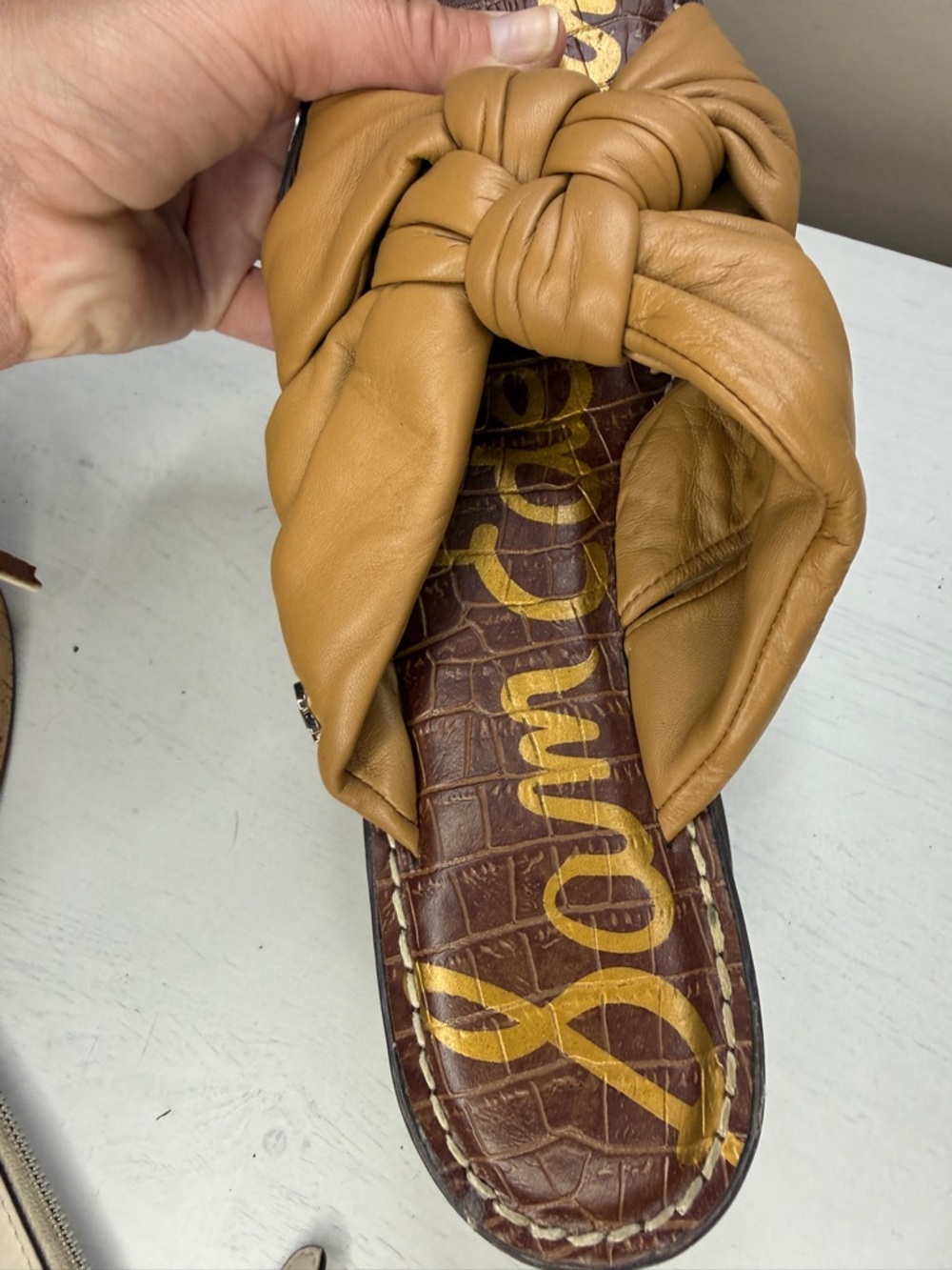 Sam Edelman Garson Slide Sandal Knotted Leather Cushioned Sz 8 - Picture 2 of 13